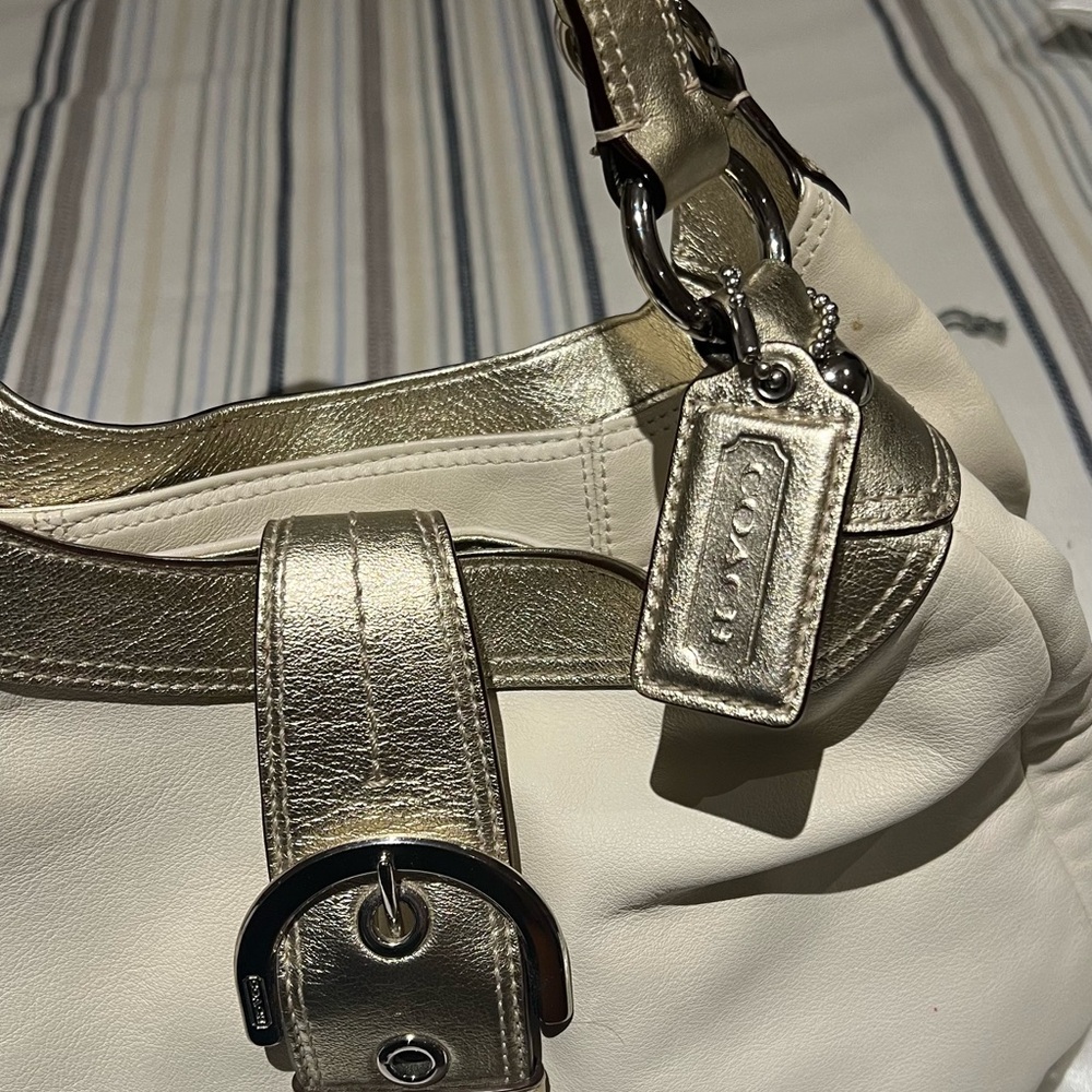 Coach Metallic Gold and Cream Shoulder Bag